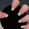 24Pcs French Medium Coffin Press on Nails White Glossy Glitter