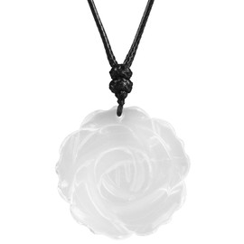 Lovionus89 Handmade Flower Healing Crystal Rose Pendant for Women Floral Design Charm for Valentine's Day, Stone, No Gemstone
