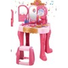 deAO Kids Vanity Makeup Table Toy with Mirror&Chair MATB-P3 661-142