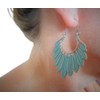 ✿ Feather wreath patina copper feather earrings✿ Exceptional side earrings