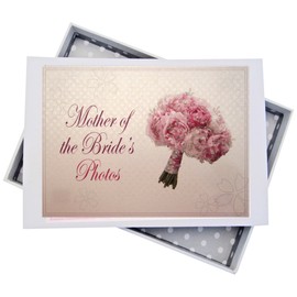 White Cotton Cards Mother of The Bride Mini Photo Album Wedding Bouquet, Board, White, 12.5 x 17.5 x 2.5 cm
