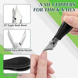 Oblique Nail Scissors Toenails, Nail Clippers Set with Wide Opening for Seniors Thick Toenails, Heavy Duty Nail Clippers Toenails, Sharp Beveled Nail Clippers
