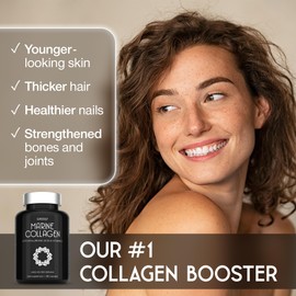 SuperSelf Marine Collagen Capsules 2200mg - with Hyaluronic Acid & Vitamin C - High Strength Complex for Skin Hair Support - Premium Type 1 Peptides - Collagen Supplements for Women & Men - 180 Capsules