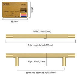 Coinkoly 10 Pack 5"(128mm) Gold Cabinet Pulls Knurled Kitchen Cabinet Handles Gold Drawer Pulls Cupboard Hardware for Cabinets CK0088