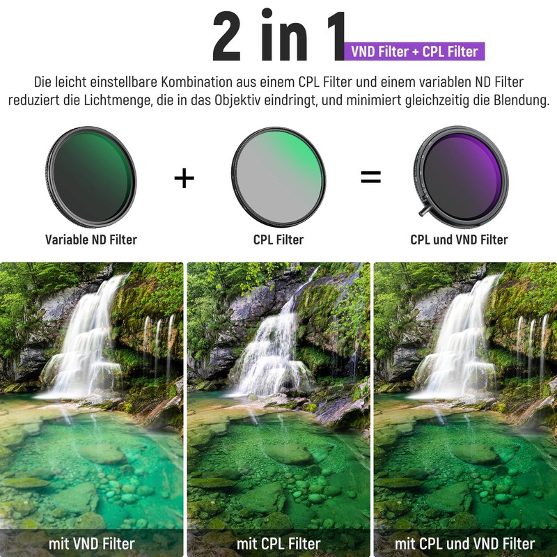 NEEWER 49 mm True Colour Variable ND and CPL Filter