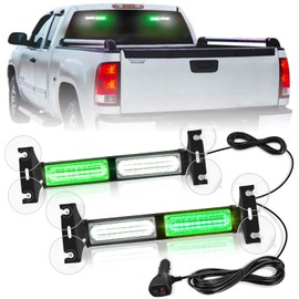 Nilight 40LED Green White Emergency Strobe Traffic Advisor Light Bar with Suction Cups Dash Safety Warning Hazard Flashing Lights Interior Front/Rear Windshield for Trucks Construction Vehicles