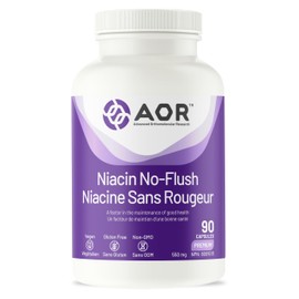 AOR AOR Niacin No-Flush Vitamin B3 550mg with Inositol 121mg, 90 Caps 90-Day Supply - Vegan, Non-GMO and Gluten-Free - Supports Nerve Function & Cardiovascular Wellness - Vitamin B3 & Inositol Supplement