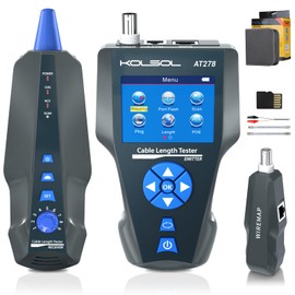 Network Cable Tester and Tracker, KOLSOL AT278 NF-8601S TDR Multifunction LCD LAN Ethernet Poe Cable Tester for RJ45/RJ11/BNC/Metal Cable - PING/POE Wire Tracker for Length & Distance to Fault Testing