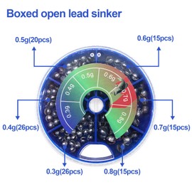 FREGITO 117PCS/100PCS/205pcs/250PCS, Weight Sinkers 6 Sizes Lead Weights Round Split Shot Sinker Removable Fishing Weights Sinkers