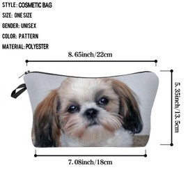 Livel lhood Shih Tzu Dog Cosmetic Bag for Women Cute Small Makeup Bag for Purse Travel Toiletry Zipper Pouch for Girls Gift for Dog Lovers Shih Tzu Dog Makeup Bag for Her