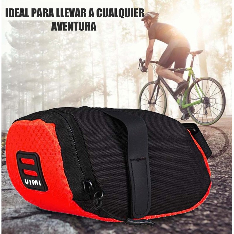 Bolsa Impermeable Asiento Trasera Bicicleta (Negro con Rojo)