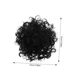 Outanaya Messy Bun Hair Piece for Women Curly Loose Wave Extensions Elastic Drawstring Design Natural Black Hair Bun Clip for Daily Wear Parties Weddings