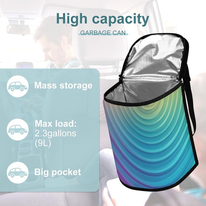 DNSHENG Universal Rainbow Colors-94 Car Trash Can, Waterproof Car Trash