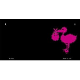 SMART BLONDE Stork Pink Offset Novelty Metal Bicycle Plate BP-3870