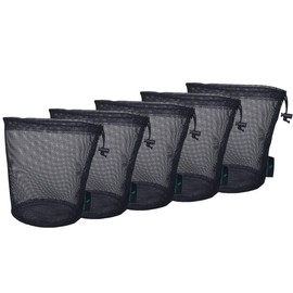 iBasingo Black Drawstring Bags Nylon Mesh Bag Durable Mesh Bag Small Travel Stuff Sack Storage Ditty Bag 5pcs/lot, Bvp03-L:(d)12x(h)20cm-5pcs/lot, Nylon mesh bag