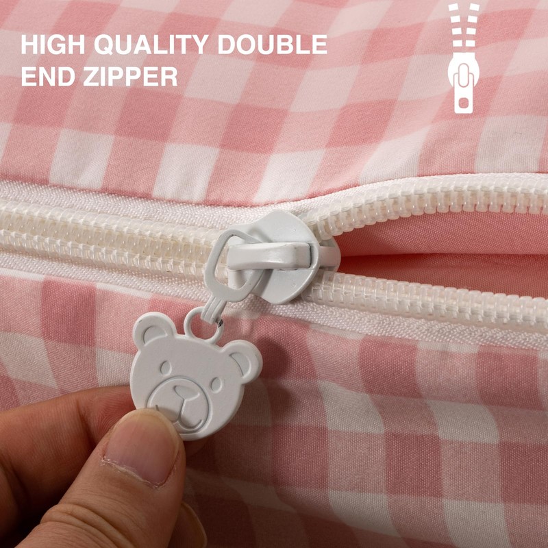Aimuan Zipper Bedding Twin Zip Up Bedding Set Pink Checked