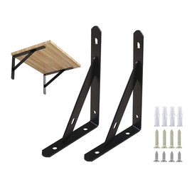 BuxiuGK Pack of 2 Heavy Duty Brackets, 150 x 95 mm Heavy Duty Shelf Brackets, 90 Degree Shelf Brackets Angle with Screws for Wall Mounting, Load Capacity 30 kg, Matte Black