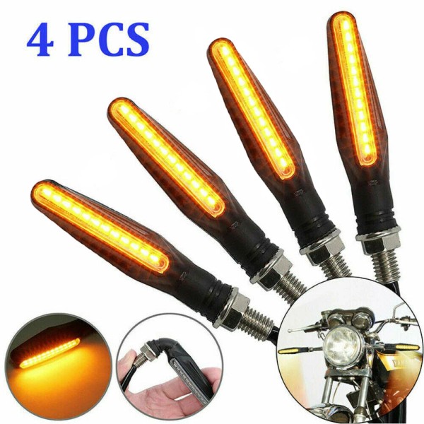 OXILAM 4x LED Motorcycle Turn Signal Indicator Yellow Amber 24