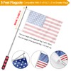 BONWIN 1.6M Telescopic Handheld Flagpoles with Clips, 5.25 Feet Thick