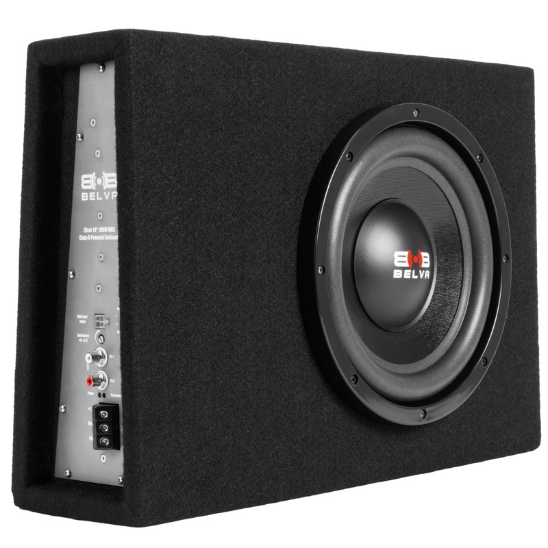 BELVA BPKG10T 600W Peak 10" Shallow-Mount Angled Amplified Loaded Subwoofer