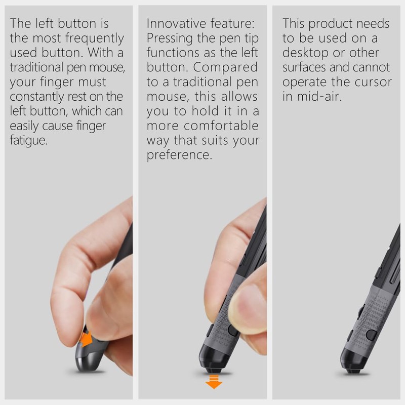 Plima Pocket Ergonomic Pen Mouse Vertical Mouse,DPI 800/1200/1600 Adjustable,Operate thisin