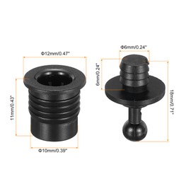 sourcing map Speaker Grill Guides Plastic Black Ball Socket Type Frame Box Body Fixing Snap Fastener Buckle 6mm x 10mm for Speaker Parts Accessories 6Pairs