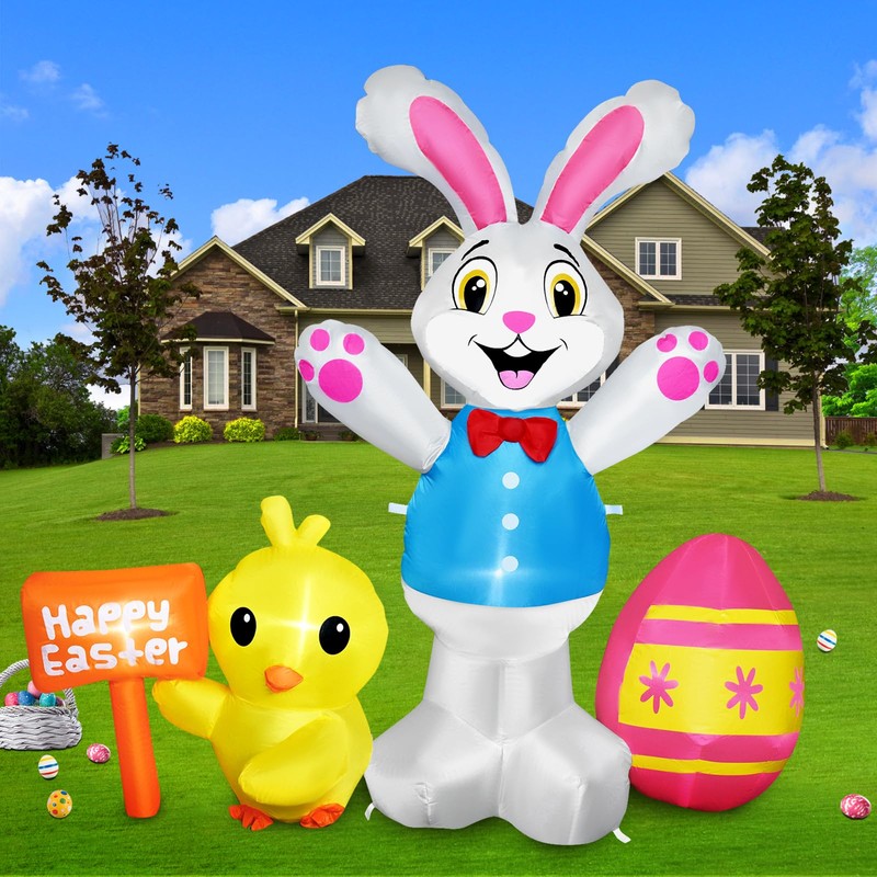 Raymall Easter Inflatables Outdoor Decorations, 5FT Tall Easter Blow Up