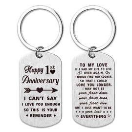 First Anniversary Keychain Gifts for Couple Husband Wife 1 Year Anniversary Wedding Gifts for Her Him One Year Anniversary Key Chain Gifts for Boyfriend Girlfriend 1st Anniversary Couple Gift for Him