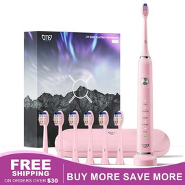 JTF P200 Sonic Electric Toothbrush for Adults ，Rechargeable Electric Toothbrushes with 6 Brush Heads & Holder,  1 H Charge for 45 Days toothbrush - Color: Pink