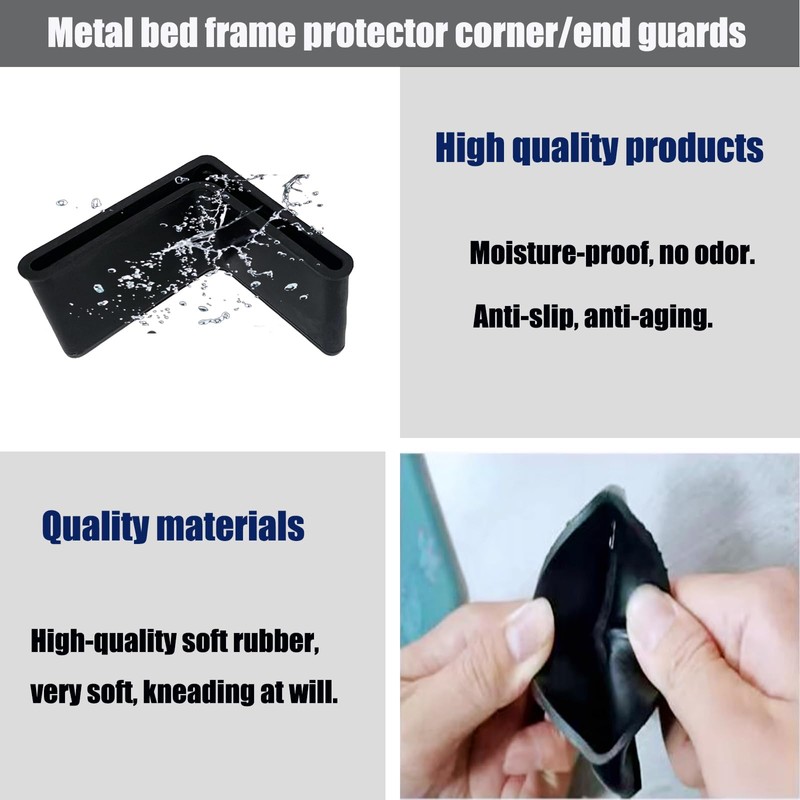 AFZZ Bed Frame Gash Protector Guards Black Bed Frame Corner