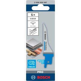 Bosch 5 x Pro Thin Metal S325GF Reciprocating Saw Blades (for Sheet Steel, Non-Ferrous Metals, Length 85 mm, Professional Accessories Reciprocating Saw)