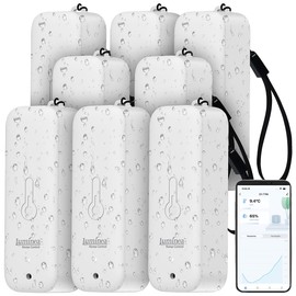 Luminea Home Control Wireless Sensor: Set of 8 Thermometer & Hygrometer with Bluetooth & App, Weatherproof, IP65 (Thermometer for Outdoor Use, Smart with App, Frost)