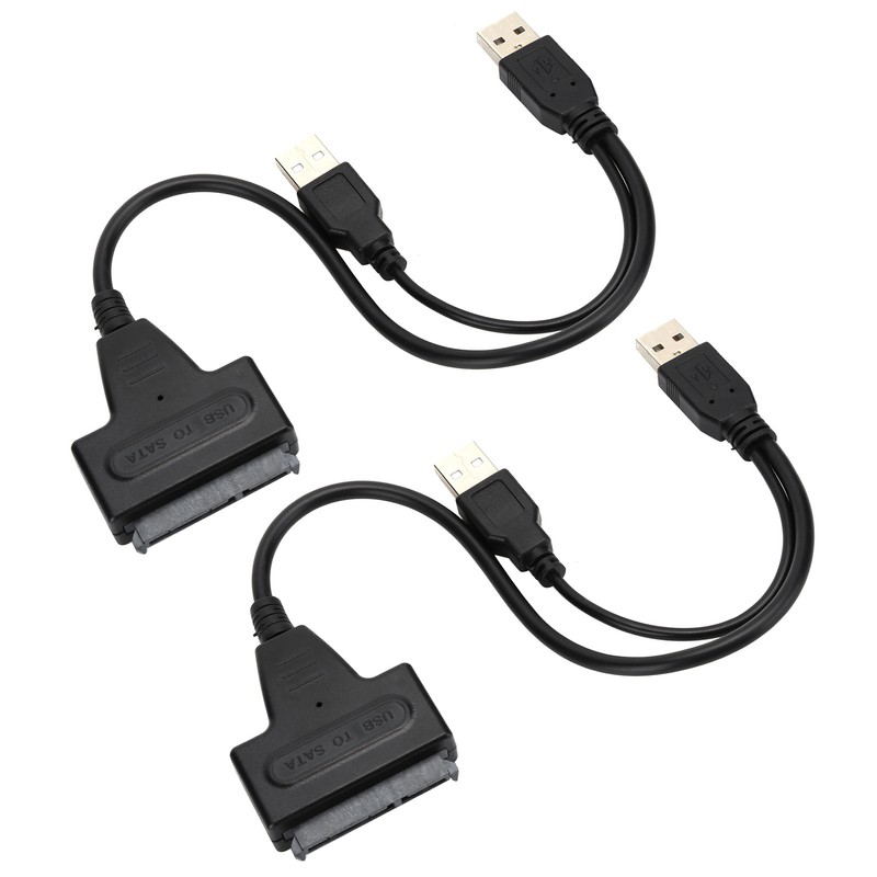 2Pcs Convert Cable USB 2.0 SATA 7 15Pin Adapter for
