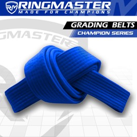 RingMaster Sports Grading Belts 9 Plain Colour for Karte Judo Taekwondo Martial Arts Training Competition | 230cm, 250cm, 280cm, 320cm (Blue, 280 cm)
