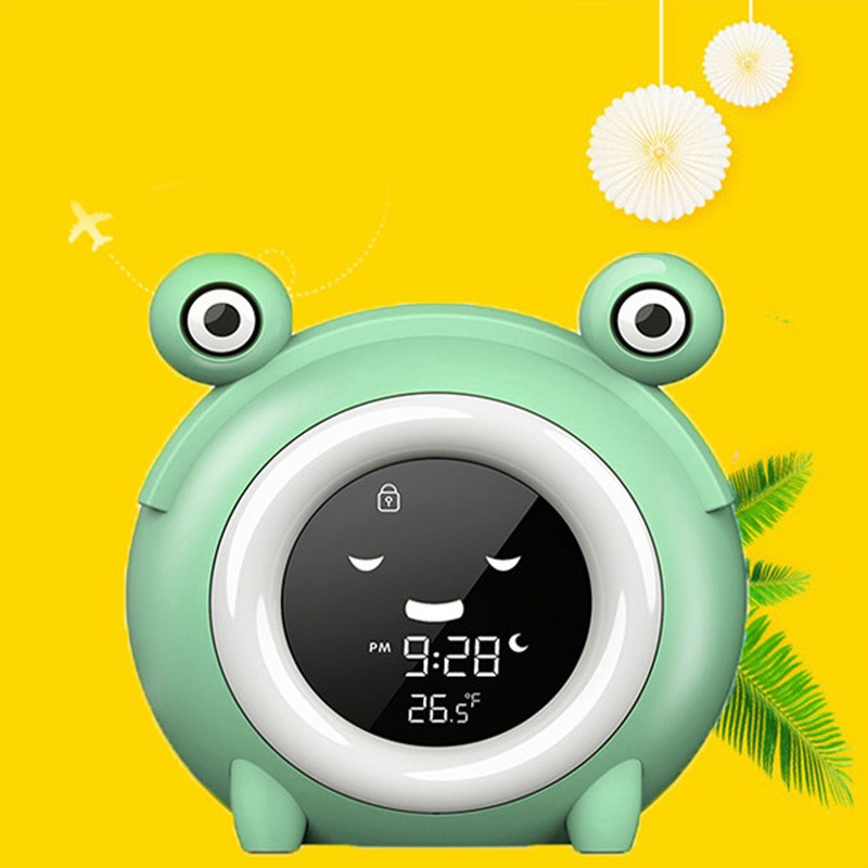 Kids Alarm Clock Cartoon Animal Shaped Gentle Music Night Light