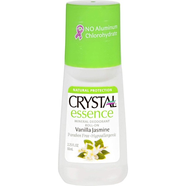 Crystal Deodorant Essence Roll-On 2.25 Ounce Vanilla Jasmine (66ml) (2 Pack)