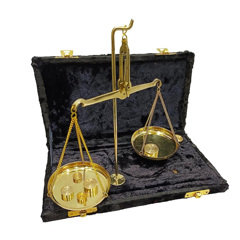 Antique Traditional Goldsmith Brass Weighing Scale Balance Justice Law Scale