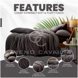 GC GAVENO CAVAILIA Teddy Fleece Luxurious Duvet Cover Sets Super Soft Warm and Cosy Bedding Sets (Charcoal, Double Duvet Set), 543909