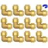 12 Pack Push-to-Connect Plumbing Fittings, 1/2" Pushfit Elbow Fittings with