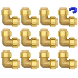 12 Pack Push-to-Connect Plumbing Fittings, 1/2" Pushfit Elbow Fittings with Disconnect Clip for Copper, PEX, CPVC Pipe