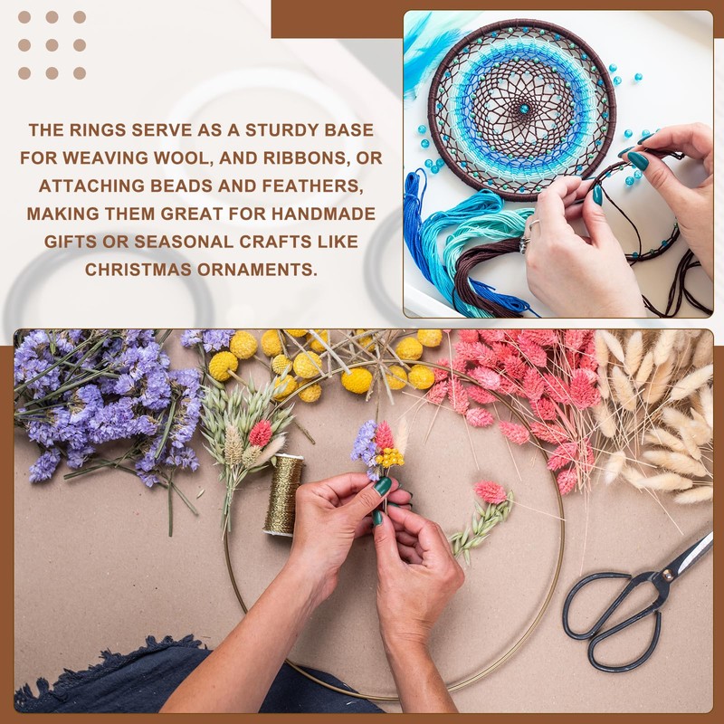 PATIKIL 20 Pcs Dream Catcher Rings, 1.3 inch Floral Macrame