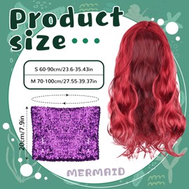 Cindeer 3 Pcs Mermaid Costume for Women, Include Sequin Mermaid Crop Tops Strapless Metallic Tube Tops, Tail Skirt, Curly Wig (Green,Medium)