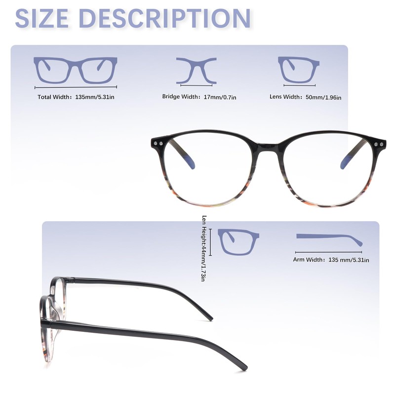 Ronecool Progressive Multifocus Reading Glasses, Blue Light Blocking Computer Readers