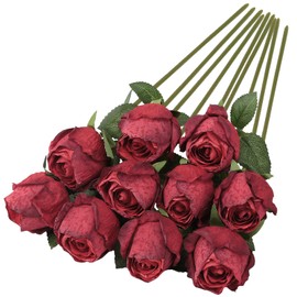 Ovveroche 30 Pack Red Artificial Vintage Silk Roses, 11.8 Inch Fire Roasted Simulated Dried Roses with Gradient Colors for Valentine’s Day, Mother’s Day, Christmas, and Home Decor
