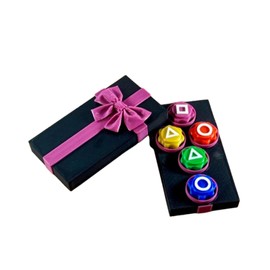 KoovDem Traditional Tossing Game,Gongi Korean Folk Game Set Family Travel Gongi Korean Game Folk Set Pieces Dice with Base (Black)