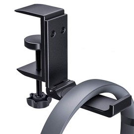 AUTOWT Soporte para Audífonos, Portátil Soporte Universal para Auriculares de Aluminio, Multifuncionales Abrazadera Ajustable Beats Base con diseño de Abrazadera, Perfecto Esquina de Escritorio o Mesa