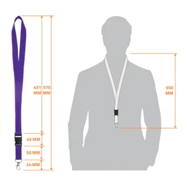 Karteo® lanyard with carabiner hook and buckle, lanyard, 20 mm, card holder for hanging ID covers and card sleeves, for keys, service passes, access cards