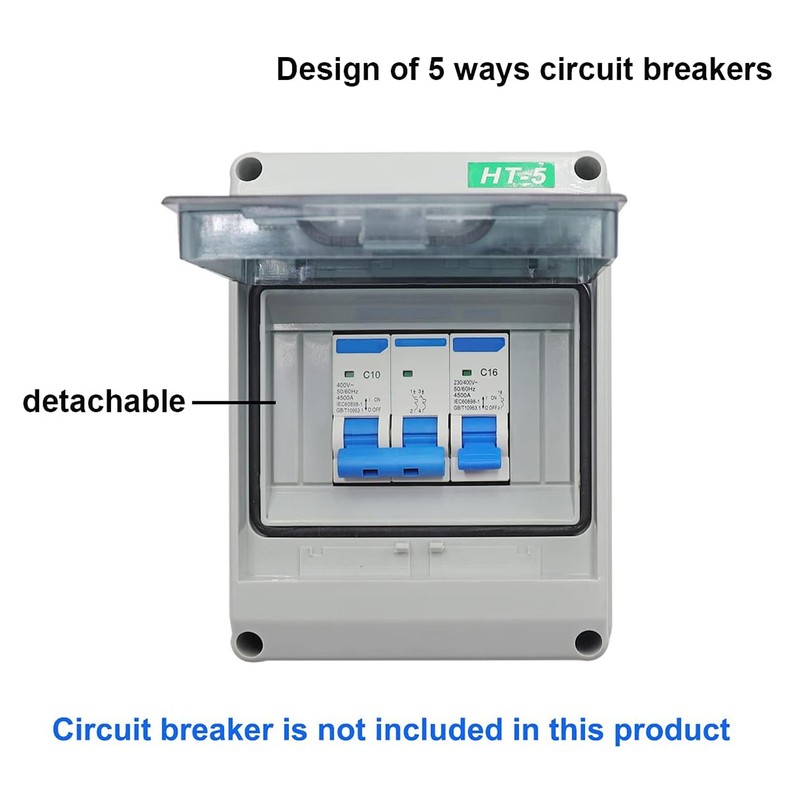 Circuit Breaker Box PC IP65 Waterproof 5 Way Transparent Cover