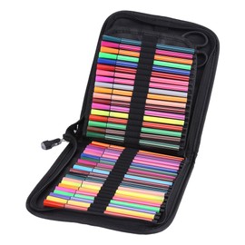 GOTOTOP Watercolour Pencil Organiser 72 Slots Pen Bag Capacity Colouring Pencils Bag Pencil Bag for School, Office, Travel (72 Slots), black, Casual