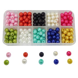Cultured Pearls Imitation Pearl 8 mm Wax Beads Set Round Faux Pearls 10 Colours with Pearl Box for Wedding Party Decoration Jewellery Crafts